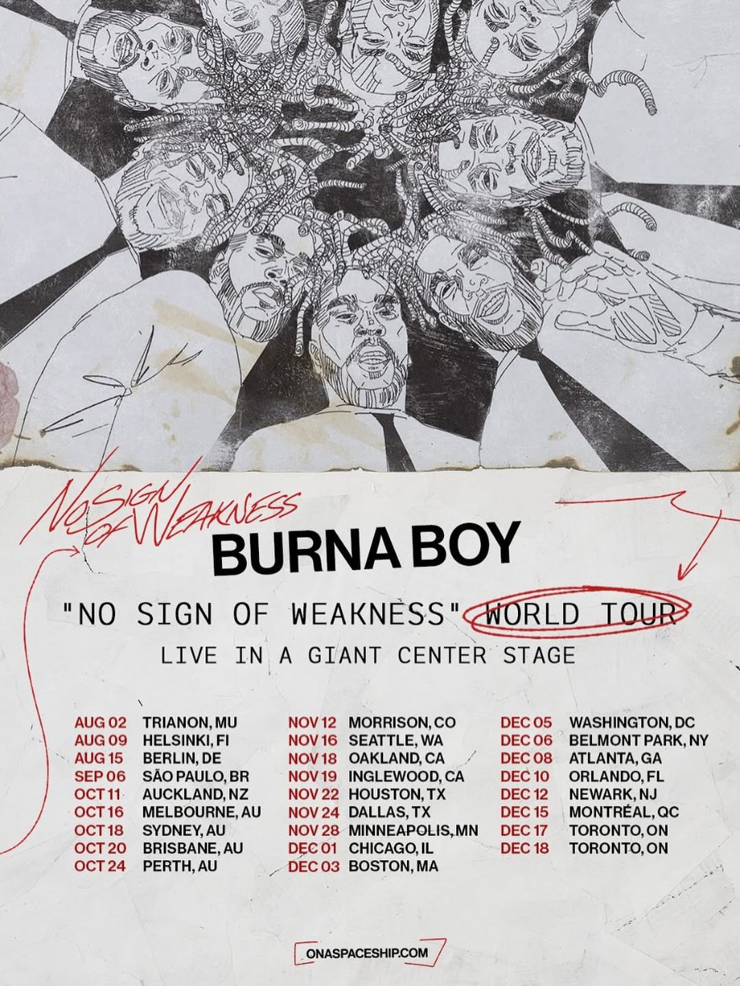 Burna Boy No Sign Of Weakness Tour Poster 2025